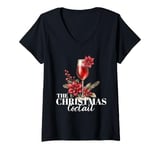 Womens The Christmas Cocktail Poinsettia Xmas Drink Mixology V-Neck T-Shirt