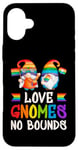 Coque pour iPhone 16 Plus LGBT, couples de nains de jardin, couleurs arc-en-ciel