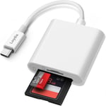 Lecteur de Carte SD USB C, Adaptateur Carte SD de Type C pour Carte SD/Micro SD, Lecteur de Carte Mémoire Externes pour iPhone 16/15 Plus Pro Max/MacBook/iPad/Samsung Galaxy S24 S23