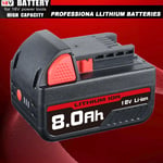 8.0Ah 18V High Capacity Lithium-Ion M18 Battery For Milwaukee M18 B9 48-11-1890