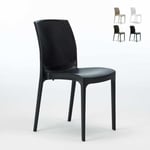 Grand Soleil - Chaise de Jardin Poly-rotin café bar glaciers empilable Boheme Couleur: Noir