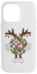 iPhone 14 Pro Max Christmas disco ball with antlers, peace sign, reindeer Case