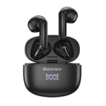 Blackview AirBuds 7 Écouteurs sans Fil - Oreillettes Bluetooth Intra-Auriculaires - Étanchéité IPX7 - Chargement sans Fil - Affichage LED - Réduction du Bruit - Grande Batterie 470mAh - Noir