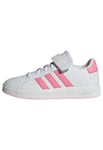 adidas Grand Court Elastic Lace and Top Strap Shoes Sneaker, Cloud White/Bliss Pink/Clear Pink, 5 UK Child