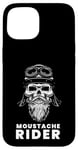 Coque pour iPhone 15 Moustache Rider Biker Skull Graphic