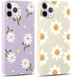 2 Pièces Violet Coque Pour Iphone 11 Pro 5,8"" Motif De Fleurs Et Feuilles Fille Femme Étui, Housse De Protection Antichoc Tpu Mignon Aesthetic Design Case Cover Pour Iphone 11 Pro, Beige