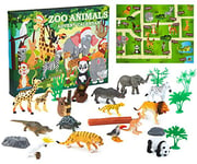 KreativeKraft Calendrier de L'avent 2024 Enfant - 24 Jouets Animaux Dinosaures (Multicolore Zoo animals)