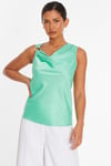 Quiz Womens Mint Satin Vest Top - Green - Size 18 UK