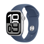 Apple Watch Series 10 (GPS + Cellular) • Aluminiumboett silver, 42 mm • Sportband denim – M/L