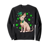 Irish Shamrock Leprechaun Hat Sphynx Cat St Patrick's Day Sweatshirt