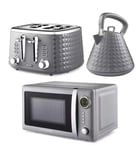 GEEPAS Digital 20L Microwave, Argyle 1.7L Kettle & 4 Slice Toaster Set | Grey