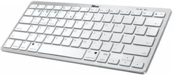 Clavier sans Fil Bluetooth,Mini Clavier AZERTY Français,Compact,Ultra Mince,12 Touches de Fonction Multimédia,pour PC,Mac,Ordinateur,Portable,iPad,Tablet Argent,Blanc