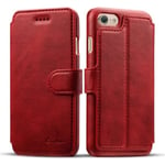 Klassiskt Plånboksfodral I Retrodesign (läder) Iphone 7 Plus Röd