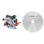 Bosch Circular Saw PKS 55 (1200 W, Saw Blade, Parallel Guide, in Carton Packaging) + 160 X 2.6 X 20/48 Opti Wood Circular Saw Blade Hand