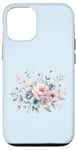 Coque pour iPhone 12/12 Pro Rose Bleu Vintage Floral Pivoine Rose