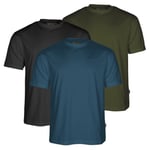 Pinewood 3-pack T-Shirt A.Blue/Mossgr/Black - XL