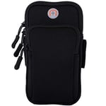 Sac de bras, Etui universel téléphone portable résistant à l'eau sans rebond, avec porte-écouteurs pour iPhone Xs Max 8 7 6 S Plus, Galaxy S9 S8 S7 Note 9 -Course, Gym, Extérieur Entraînement (Noir)