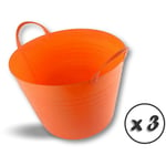 Seau bassine panier souple Récipient multifonction en polyéthylène plastique flexible résistant - Quantité x 3 - Ø40 - 25 litres