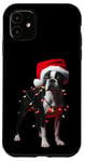 iPhone 11 Boston Terrier With Santa Hat And Christmas Lights Dog Owner Case