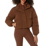 Amazon Essentials Women's Crop Puffer Jacket (Available in Plus Size), Deep Brown, XXL Plus