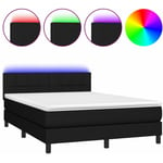 Jinlefu - Cadre de lit led avec sommier tête de lit matelas 140x190 cm tissu noir TDL0209253