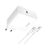 Chargeur Secteur 2 Ports USB + USB-C Puissance 65W Compact LinQ blanc