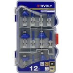 Tivoly • Coffret de 12 fraises de défonceuse de forme, lame carbure et queue diamètre 8mm