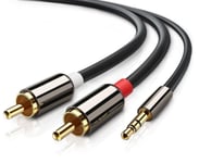 Twin Red White 2 x RCA to Stereo 3.5mm Mini Jack STEREO Audio Aux Cable 2M