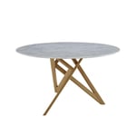 Ligne Roset - Ennéa Dining Table, Natural Oak Legs, White Marble-Effect Ceramic Stoneware - Spisebord - Vincent Tordjman - Hvit - Glass/Naturlig materiale/Tre