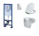 Grohe - pack complet wc suspendu bati sl autoportant + plaque chrome + cuvette villeroy and boch volta + abattant siamp monaco