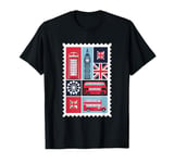 London Stamp with Iconic Landmarks - London Souvenir T-Shirt