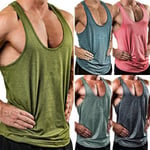 Herr Sommar Ärmlös Gym Sport Tank Top Fitness Träning Väst Red L