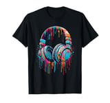 Gamer Headphones Paint Splash Music Lover Gaming Boy Men T-Shirt