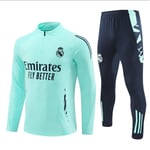 2425 Ny Real Madrid Fotboll Långärmad Halv Zip Vuxen och Barn Träningsjersey Ljusgrön - Perfekt Light green 14