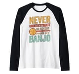 Old Man With A Banjo Player Music Playing Lover Musician Raglan Baseball Tee