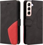 Coque Pour Samsung Galaxy S22 Pro,Etui En Cuir Pu Portefeuille Housse Fermeture Magnetique Und Flip Case Avec Antichoc Tpu, Etui A Rabat, Fentes Pour Cartes (Le Noir)