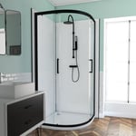 Porte de douche coulissante quart de cercle noire 90x200 cm - ROUND FACTORY  