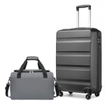 Kono Ensemble de valises à Main de Taille Moyenne, Grande Valise d'enregistrement avec Serrure TSA à Coque Rigide en ABS avec Sac de Cabine Ryanair 40 x 20 x 25 cm, Gris, 28 inch Luggage Sets,