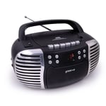 GROOV-E RETRO BOOMBOX PORTABLE CD CASSETTE & FM RADIO PLAYER - BLACK - GVPS813BK