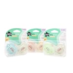 Tommee Tippee Soother Anytime Orthadontic Silicone - Assorted Pack of 2 - 0-6m