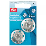 Prym Sew-On Snap Fasteners, 30mm, Pack of 2, Silver