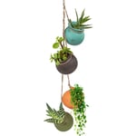 Pot Suspendu en Céramique (Lot de 4) - Pot Suspendu Plante Interieur - Vase Suspendu Multicolore avec Corde en Jute - Parfait pour Intérieur &