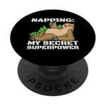 Napping Superpower Power Nap Lazy Pajama Day Sleep Sloth PopSockets Adhesive PopGrip