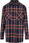 Urban Classics Men's Heavy Long Oversized Checked Shirt, Navy/Orange, 4XL