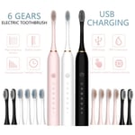 Kids Adults Oral Cleaning Sonic Toothbrush 4 Heads USB Electric Toothbrush