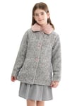 maoo garden Caban d'Hiver en Laine Pour Petites Filles Manteau Habillé à Col en Fourrure Veste Matelassée Gris 104