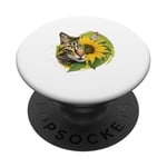 Chat mignon jaune assis parfum tournesol papillon PopSockets PopGrip Adhésif