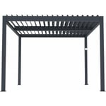 Pergola bioclimatique électrique avec led 'Windsor' en aluminium 3 x 4 - Gris