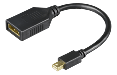 DELTACO – Mini DisplayPort / DisplayPort 1.2 -kaapeli, HBR2, 0,2 m, musta (110028)