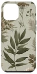 iPhone 14 Pro Max Olive Green cute Botanical Wildflowers Case